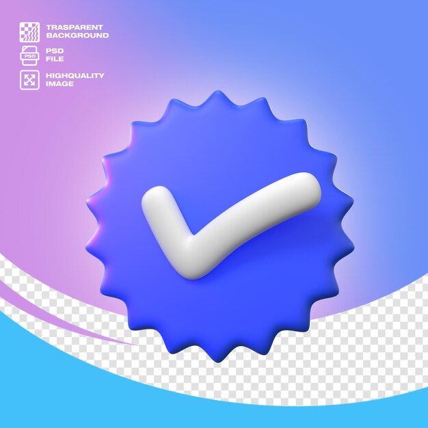 representación 3D del ícono de aprobación
