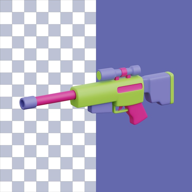 Representación 3d de un icono de arma militar de rifle de francotirador