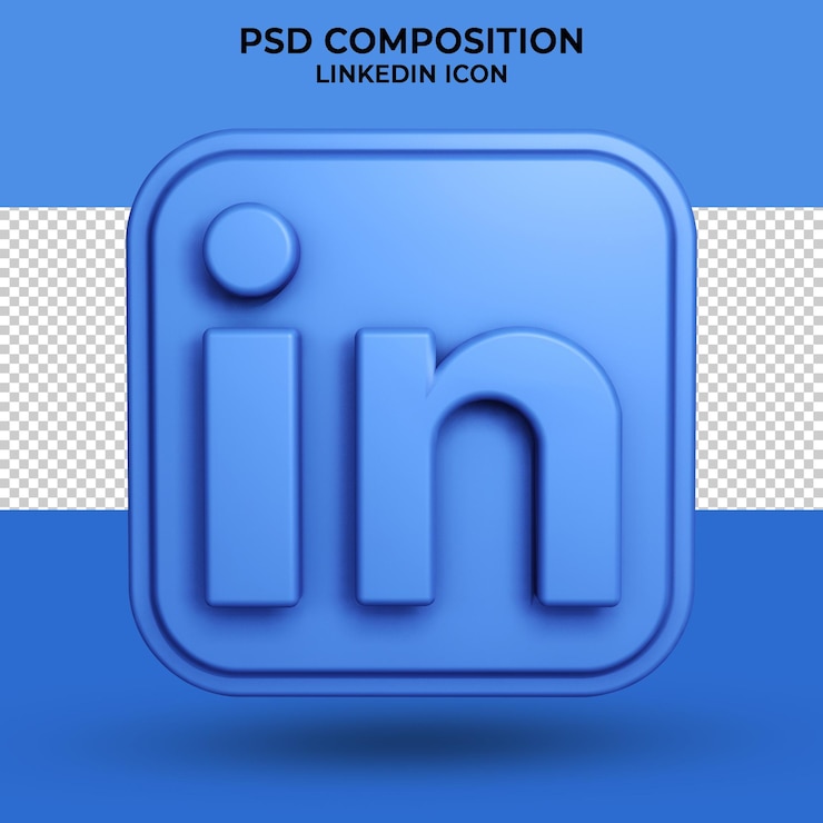 PSD representación 3d del icono azul de linkedin aislado