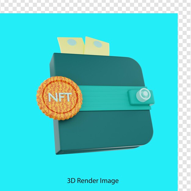 Representación 3d del icono de la billetera nft