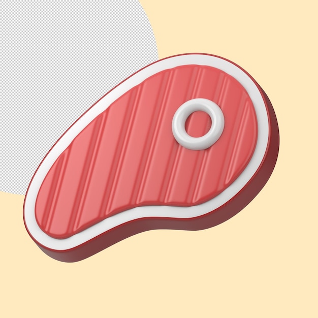 PSD representación 3d del icono de bistec de carne aislado en el fondo claro