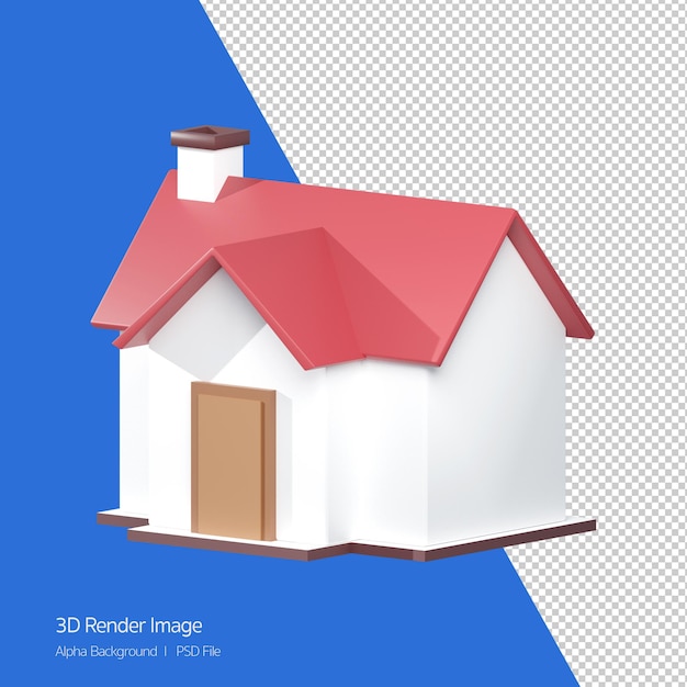 Representación 3D del icono de la casa aislado en blanco.