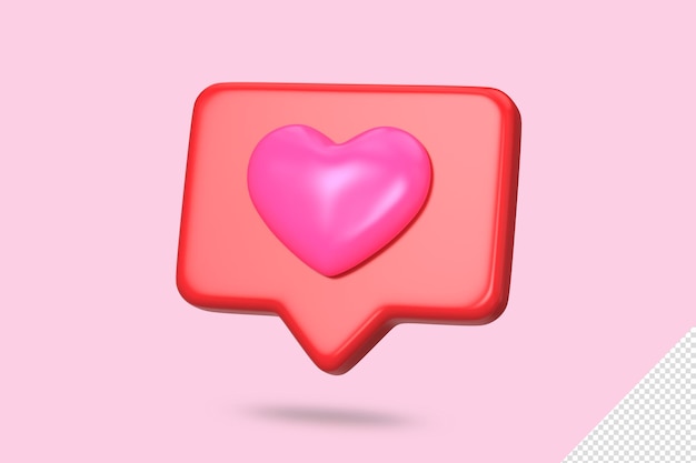 Representación 3d del icono de chat para el día de san valentín