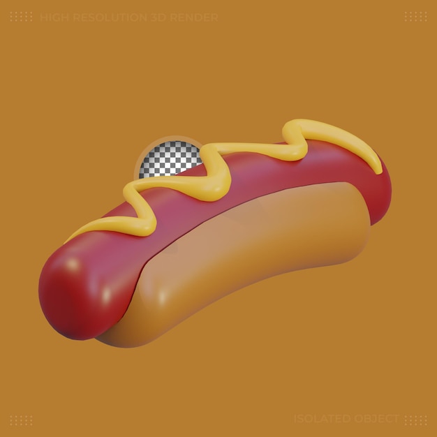 PSD representación 3d icono de comida de hotdog imagen premium