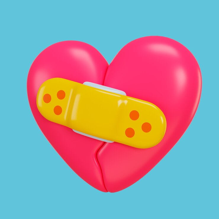 PSD representación 3d del icono del corazón parcheado