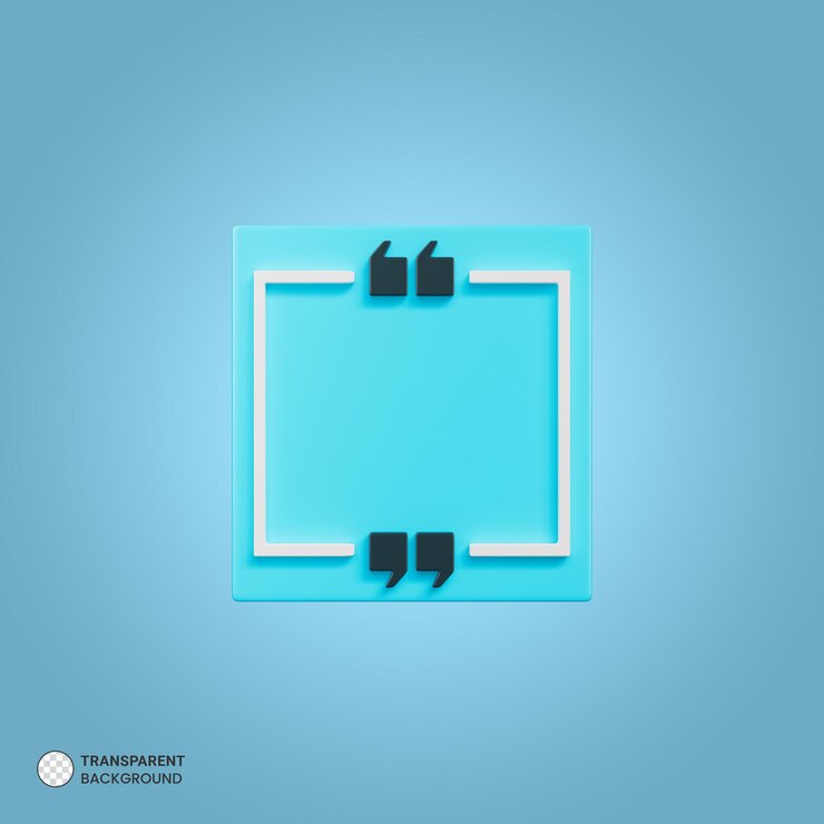 PSD representación 3d del icono de cuadro de marco de comillas ilustración de renderizado 3d aislado
