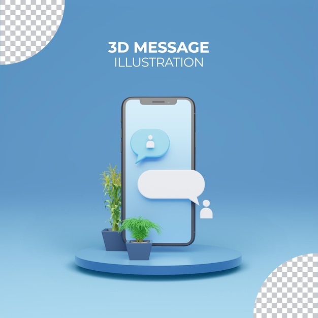 Representación 3D del icono de cuadro de marco de mensaje