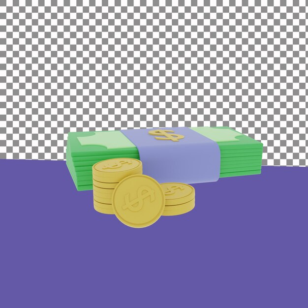 Representación 3D del icono de dinero