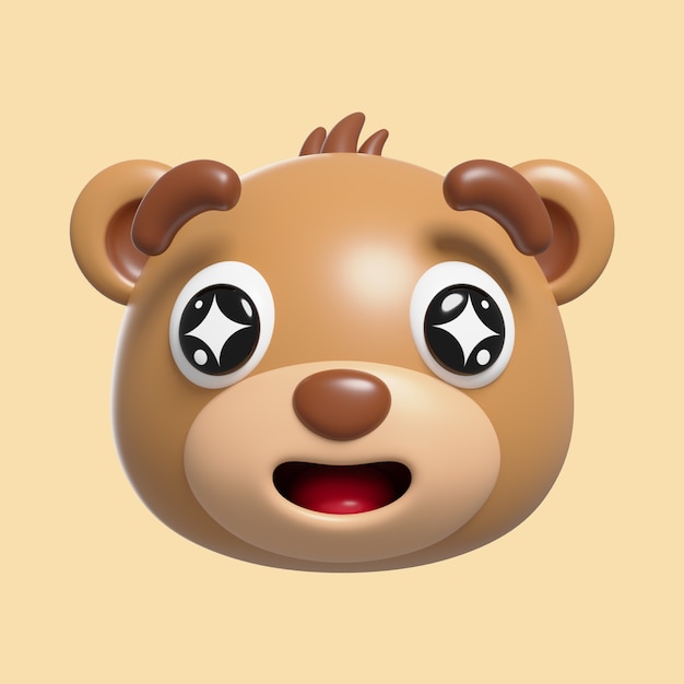 PSD representación 3d del icono de emoji de oso