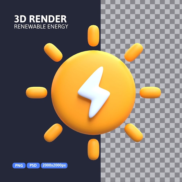 Representación 3D - Icono de energía solar