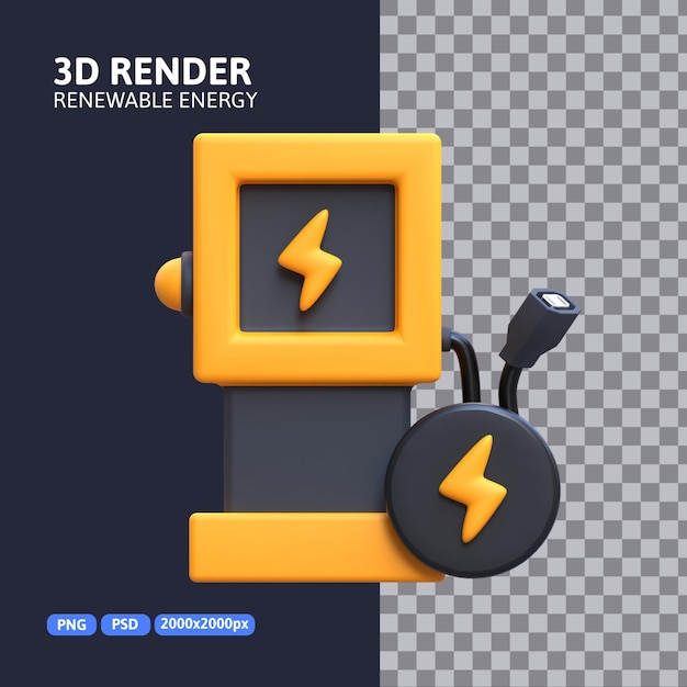 PSD representación 3d - icono de la estación eléctrica
