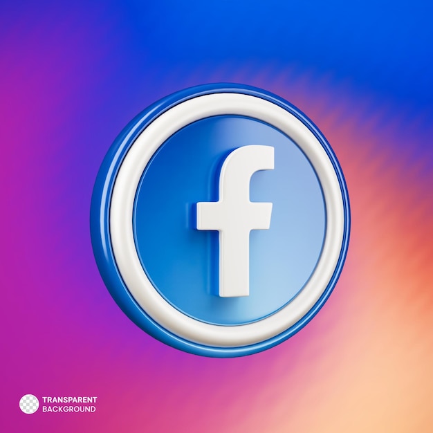 Representación 3d del icono de Facebook aislado