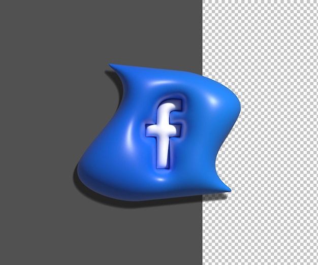 Representación 3d del icono de facebook brillante