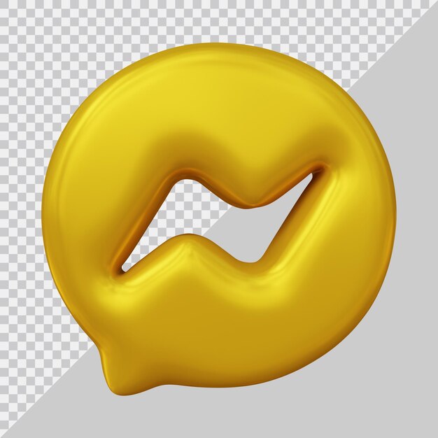 Representación 3d del icono de facebook messenger redes sociales con estilo dorado