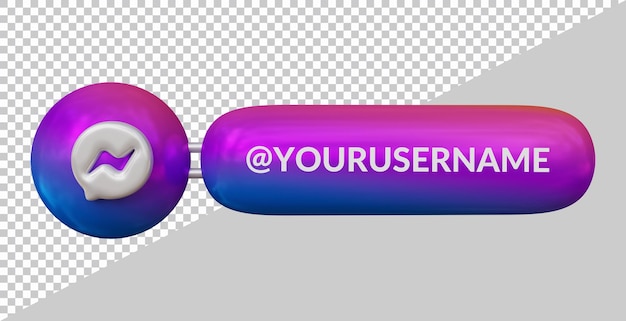 Representación 3d del icono de facebook messenger en el tercio inferior