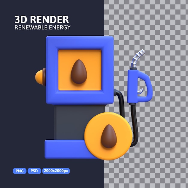 PSD representación 3d - icono de gasolinera