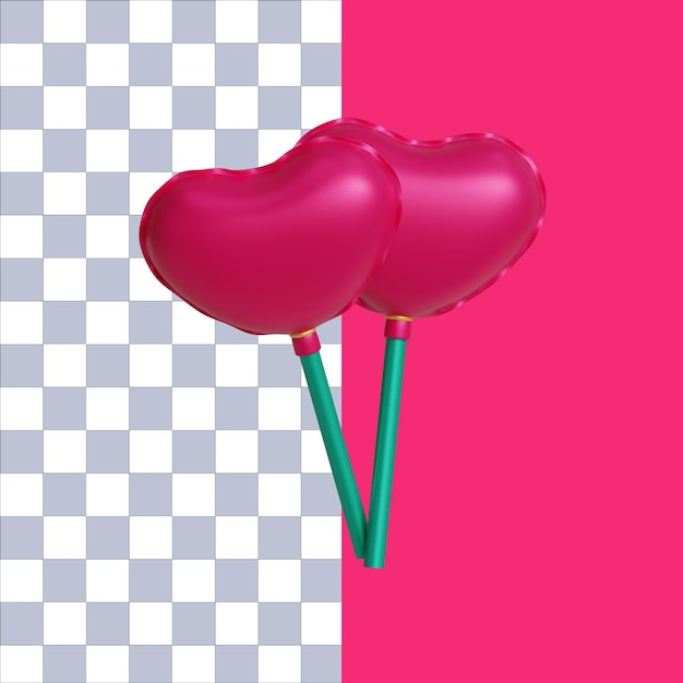 Representación 3D de un icono de globo de San Valentín