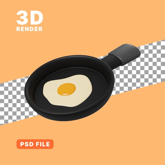 Representación 3D del icono de huevo frito