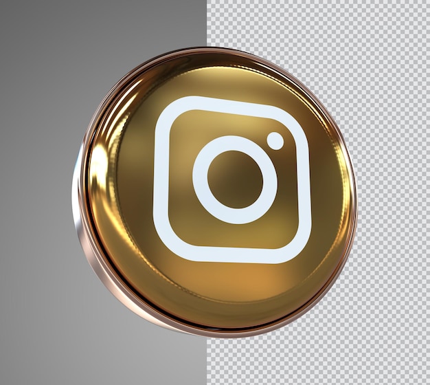Representación 3d de icono de instagram de oro