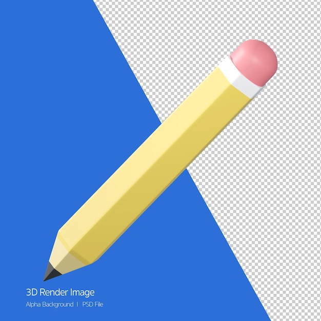 Representación 3D del icono de lápiz aislado en blanco.