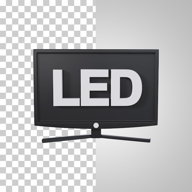Representación 3D del icono LED de Smart TV