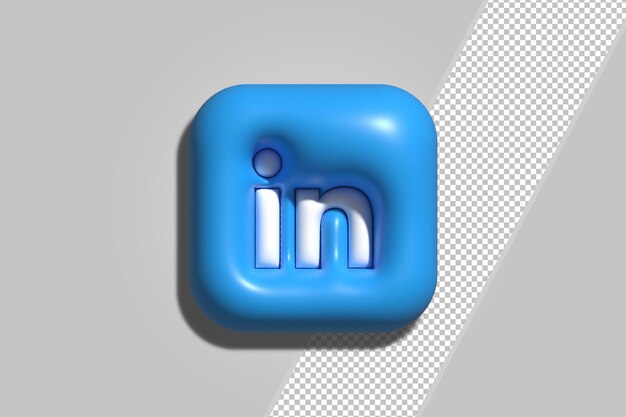 Representación 3d del icono de linkedin premium psd