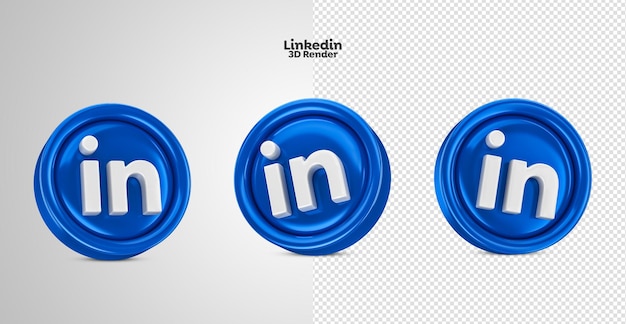 PSD representación 3d del icono del logotipo de linkedin