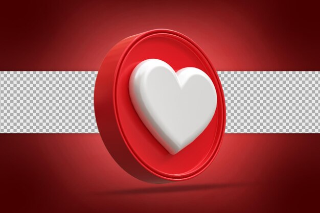 Representación 3d del icono del logotipo de las redes sociales de amor brillante