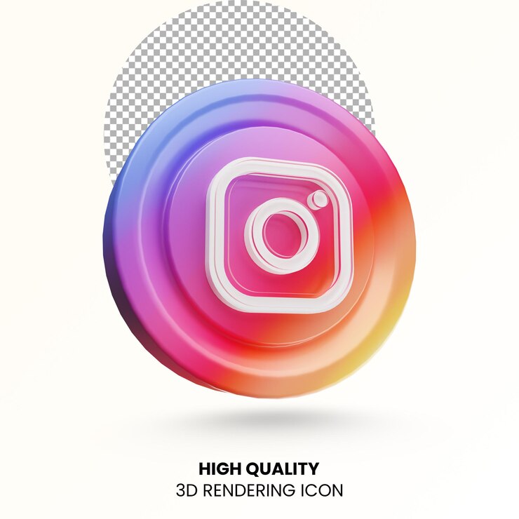 Representación 3D icono de logotipo de redes sociales de Instagram