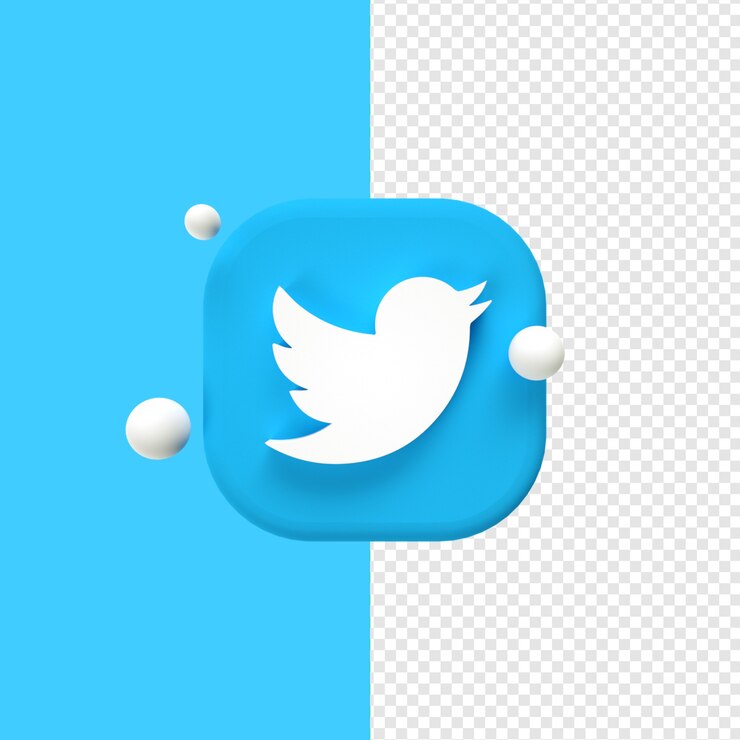 PSD representación 3d del icono del logotipo de twitter