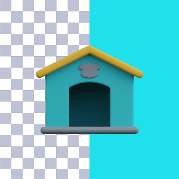 PSD representación 3d de un icono de mascota de casa de perro