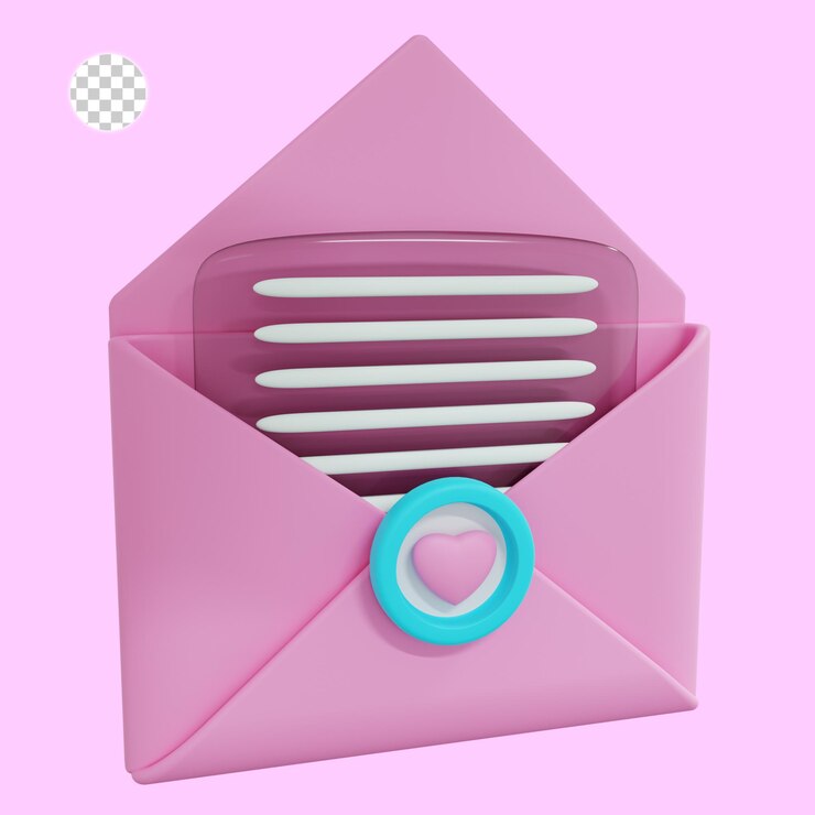 PSD representación 3d del icono de mensaje abierto