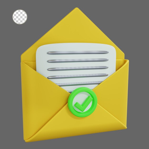Representación 3D del icono de mensaje abierto
