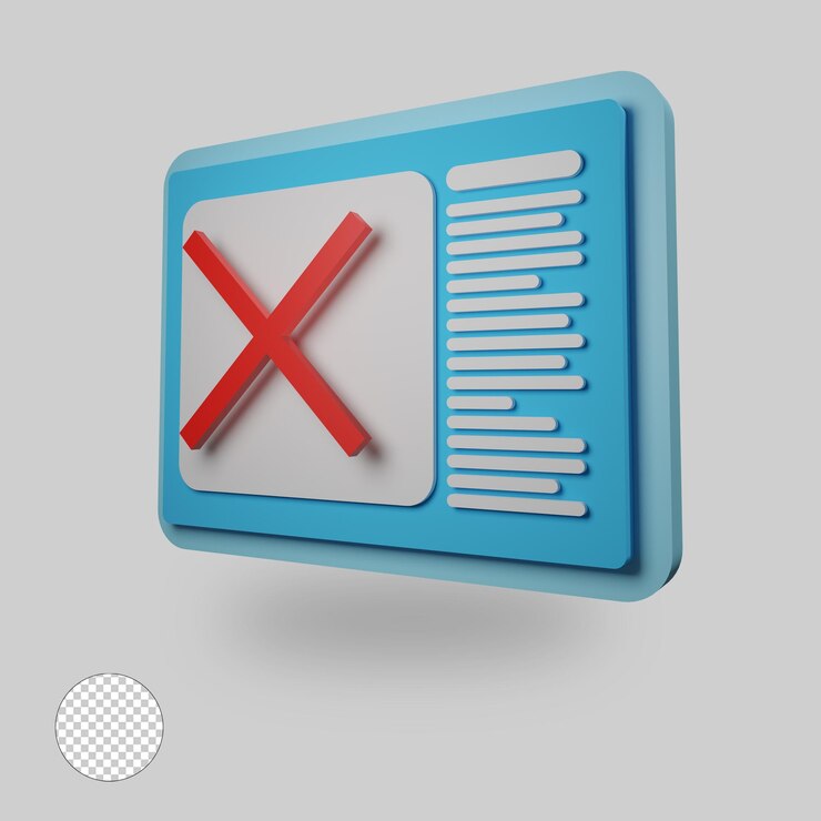 PSD representación 3d de icono no aprobado