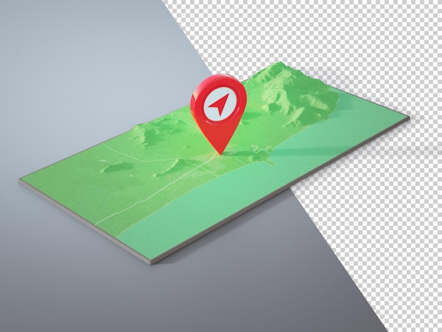 Representación 3d del icono de pin de mapa Puntero de ubicación rojo simple