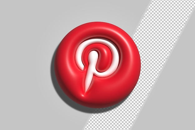 Representación 3d del icono de pinterest premium psd