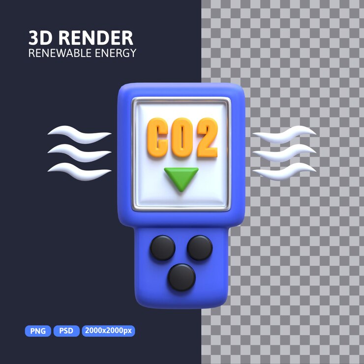 PSD representación 3d: icono de prueba de baja emisión
