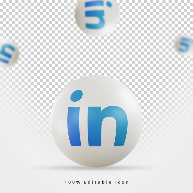 Representación 3d icono de redes sociales de linkedin