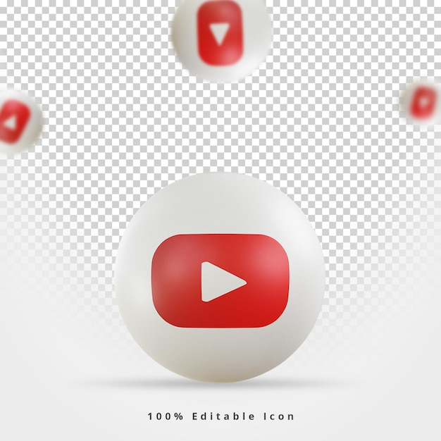 Representación 3d icono de redes sociales de youtube
