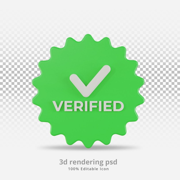 Representación 3d icono de signo de aprobación signo de marca de verificación