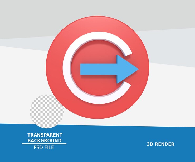 PSD representación 3d del icono del sitio web de cierre de sesión