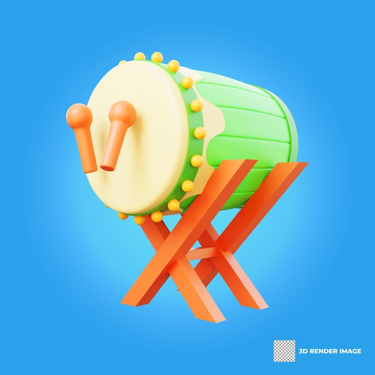 PSD representación 3d del icono del tambor ramadan