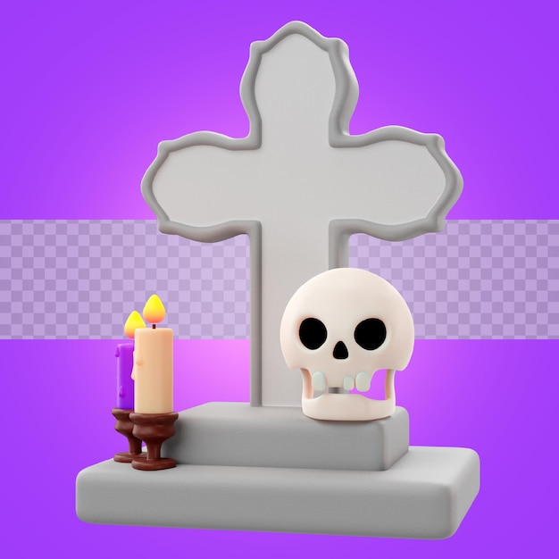 PSD representación 3d del icono de la tumba de halloween