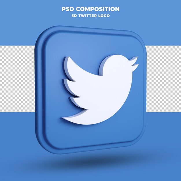 Representación 3d del icono de Twitter aislado