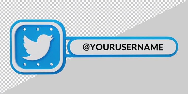PSD representación 3d del icono de twitter en el tercio inferior