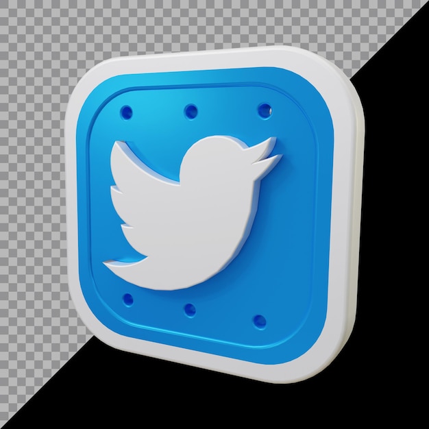 Representación 3d del icono de twitter