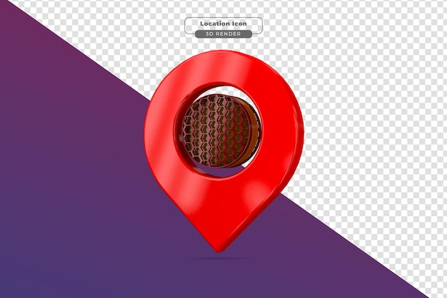 PSD representación 3d del icono de ubicación con material plástico