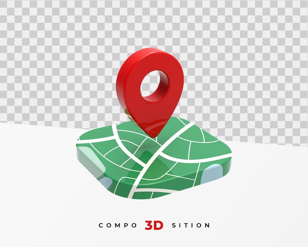 Representación 3d del icono de ubicación