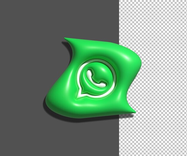 PSD representación 3d del icono de whatsapp brillante