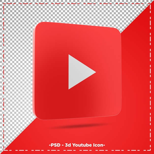 Representación 3d del icono de youtube aislado